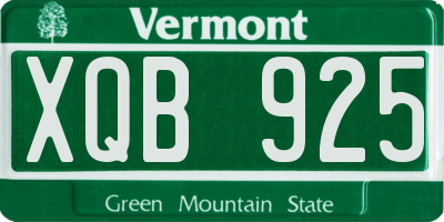 VT license plate XQB925