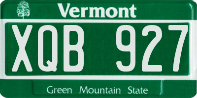 VT license plate XQB927