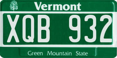 VT license plate XQB932
