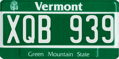 VT license plate XQB939