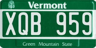 VT license plate XQB959