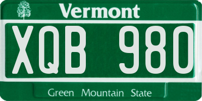 VT license plate XQB980