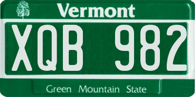 VT license plate XQB982