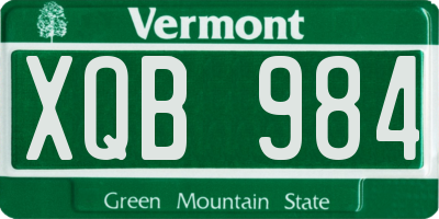 VT license plate XQB984