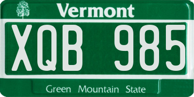 VT license plate XQB985