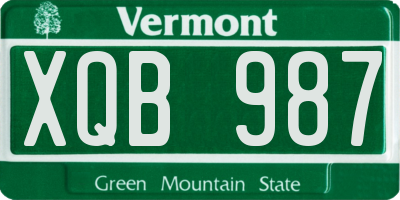 VT license plate XQB987