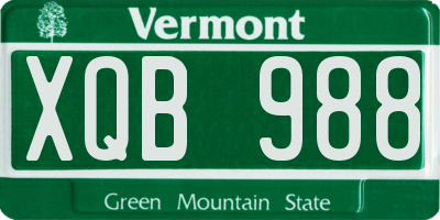 VT license plate XQB988