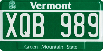 VT license plate XQB989