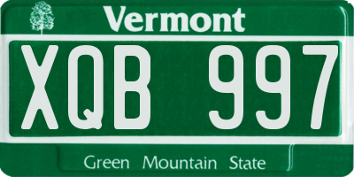 VT license plate XQB997