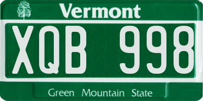 VT license plate XQB998