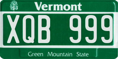 VT license plate XQB999