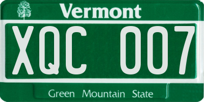 VT license plate XQC007