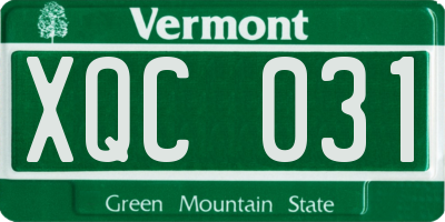 VT license plate XQC031