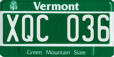 VT license plate XQC036