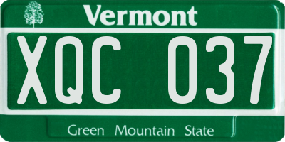 VT license plate XQC037