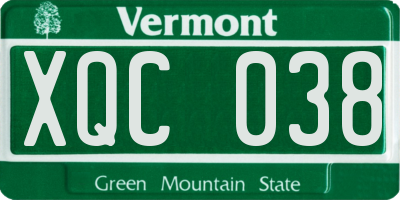 VT license plate XQC038
