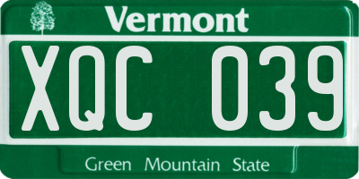 VT license plate XQC039