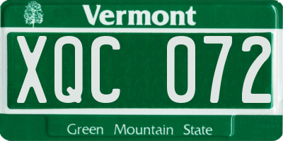 VT license plate XQC072