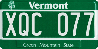 VT license plate XQC077