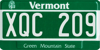 VT license plate XQC209