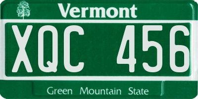 VT license plate XQC456