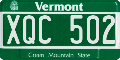 VT license plate XQC502