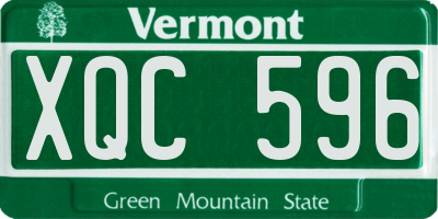 VT license plate XQC596