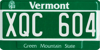 VT license plate XQC604