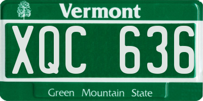 VT license plate XQC636