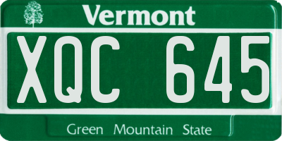VT license plate XQC645