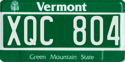 VT license plate XQC804