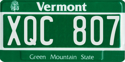 VT license plate XQC807