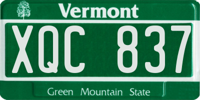 VT license plate XQC837