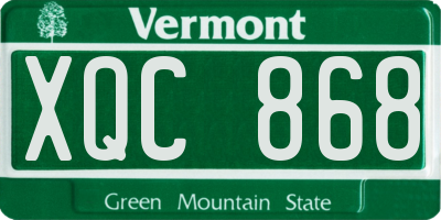 VT license plate XQC868