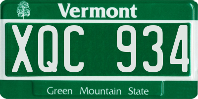 VT license plate XQC934
