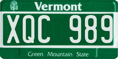 VT license plate XQC989