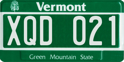 VT license plate XQD021