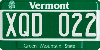 VT license plate XQD022