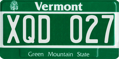VT license plate XQD027