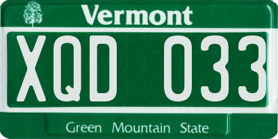 VT license plate XQD033