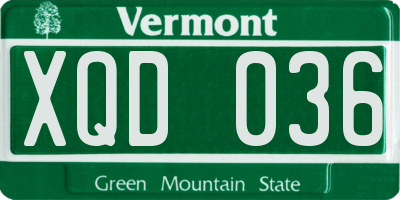 VT license plate XQD036