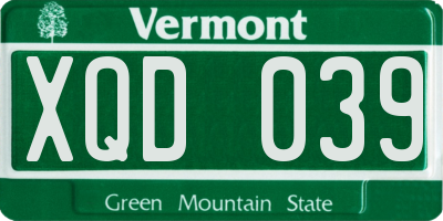 VT license plate XQD039