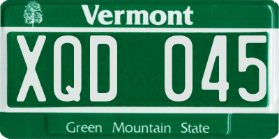 VT license plate XQD045