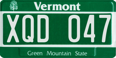 VT license plate XQD047