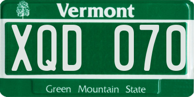 VT license plate XQD070