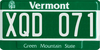 VT license plate XQD071