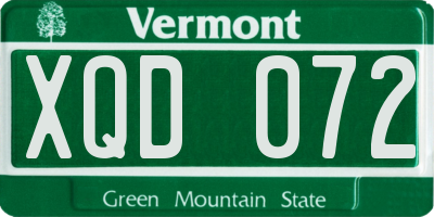 VT license plate XQD072