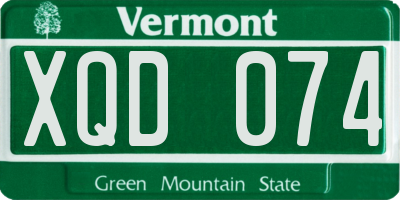 VT license plate XQD074