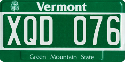 VT license plate XQD076