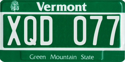 VT license plate XQD077